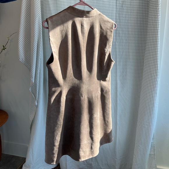 BCBG MAXAZRIA Small Brown Suede Vest Wrap Dress - Picture 8 of 11